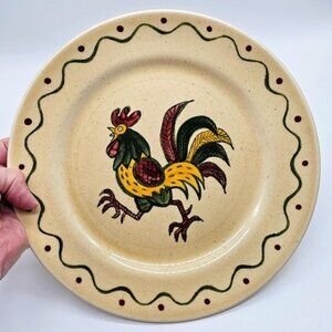 Metlox Poppytrail MCM California Pottery Rooster 10" Dinner Dish Country Rustic